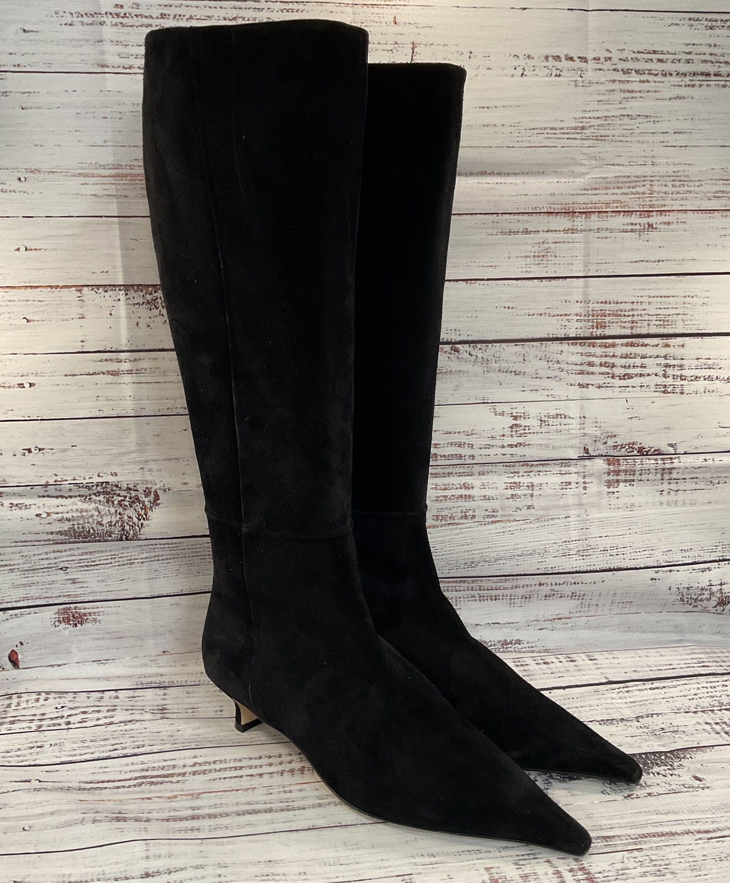 Aeyde Zazie Women's Black Suede Knee High Pointed Boots Size 11 Made in Italy