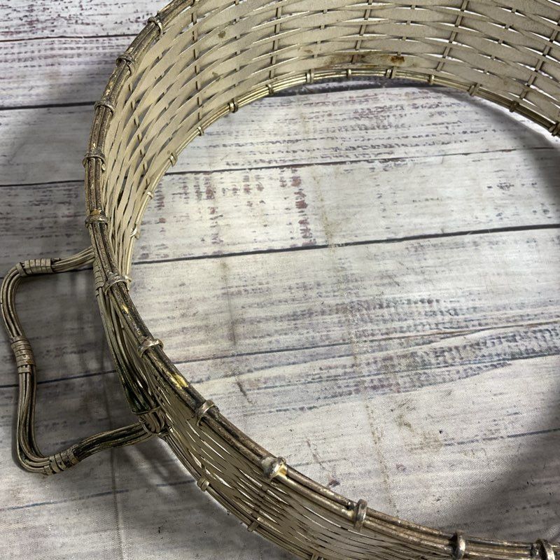 Vintage Round Woven Metal 10" Casserole Dish Caddy