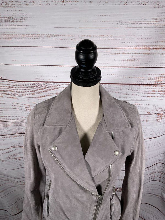 Blank NYC Women's Grey Suede Leather Biker Jacket Size S