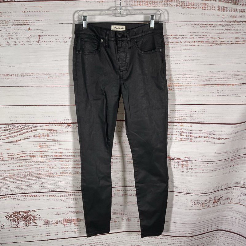 NWT Madewell 9" High Rise Skinny Coated Black Jeans - Size 28