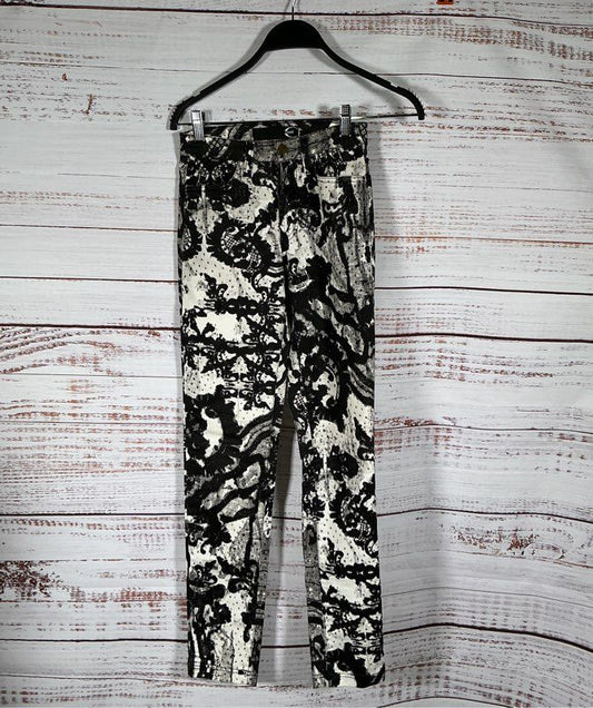Women's Just Cavalli Black and White Red Diamond Pants Size 26
