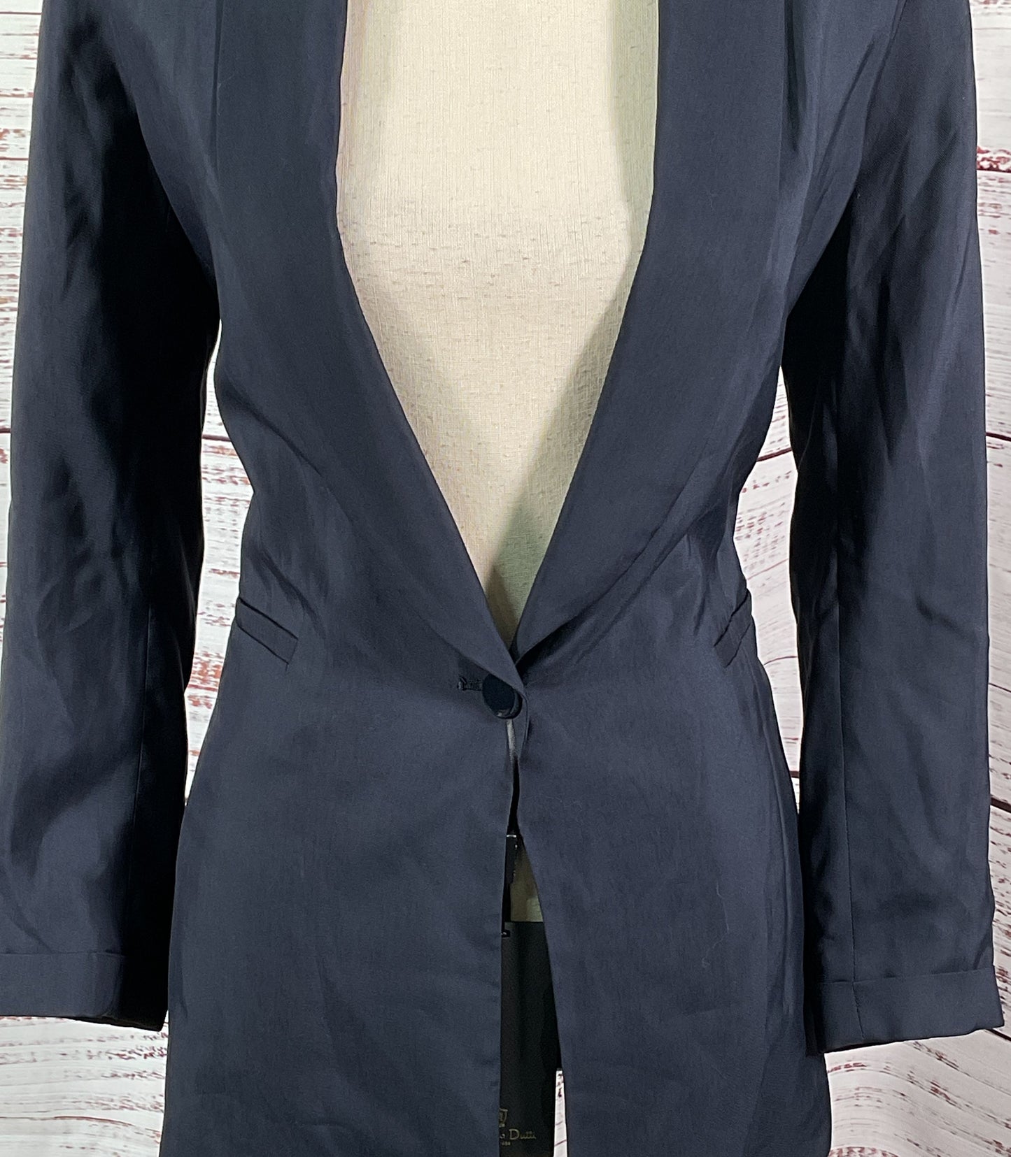 Massimo Dutti Tie Back Single Button Blazer Navy Blue 36
