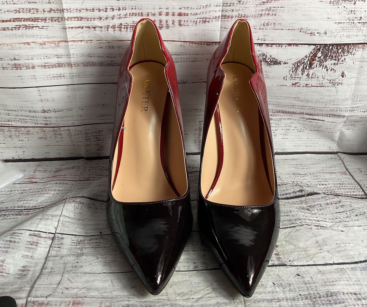 Coleter Colorblock Pointed Toe Stiletto Heels Black Red 10