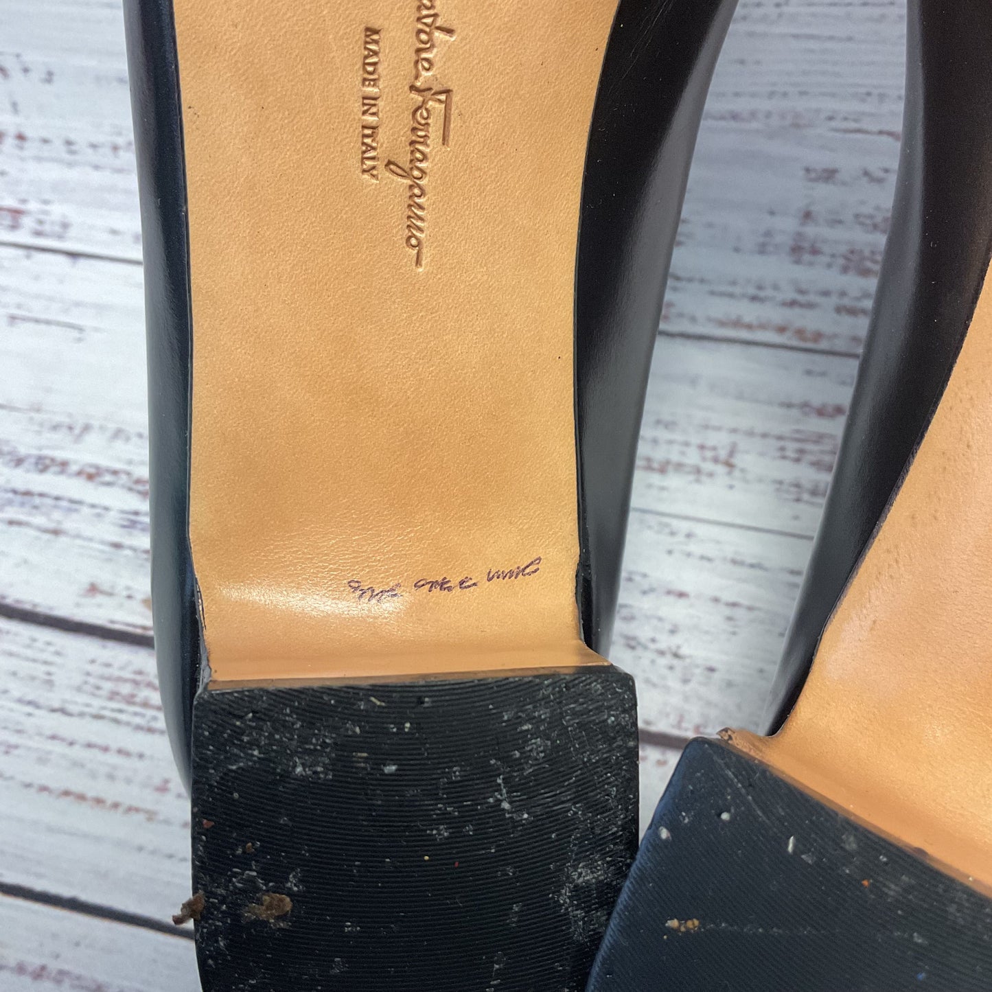 Salvador Ferragamo Gun Metal Mirror Heel Pump Heel Women Size 8.5