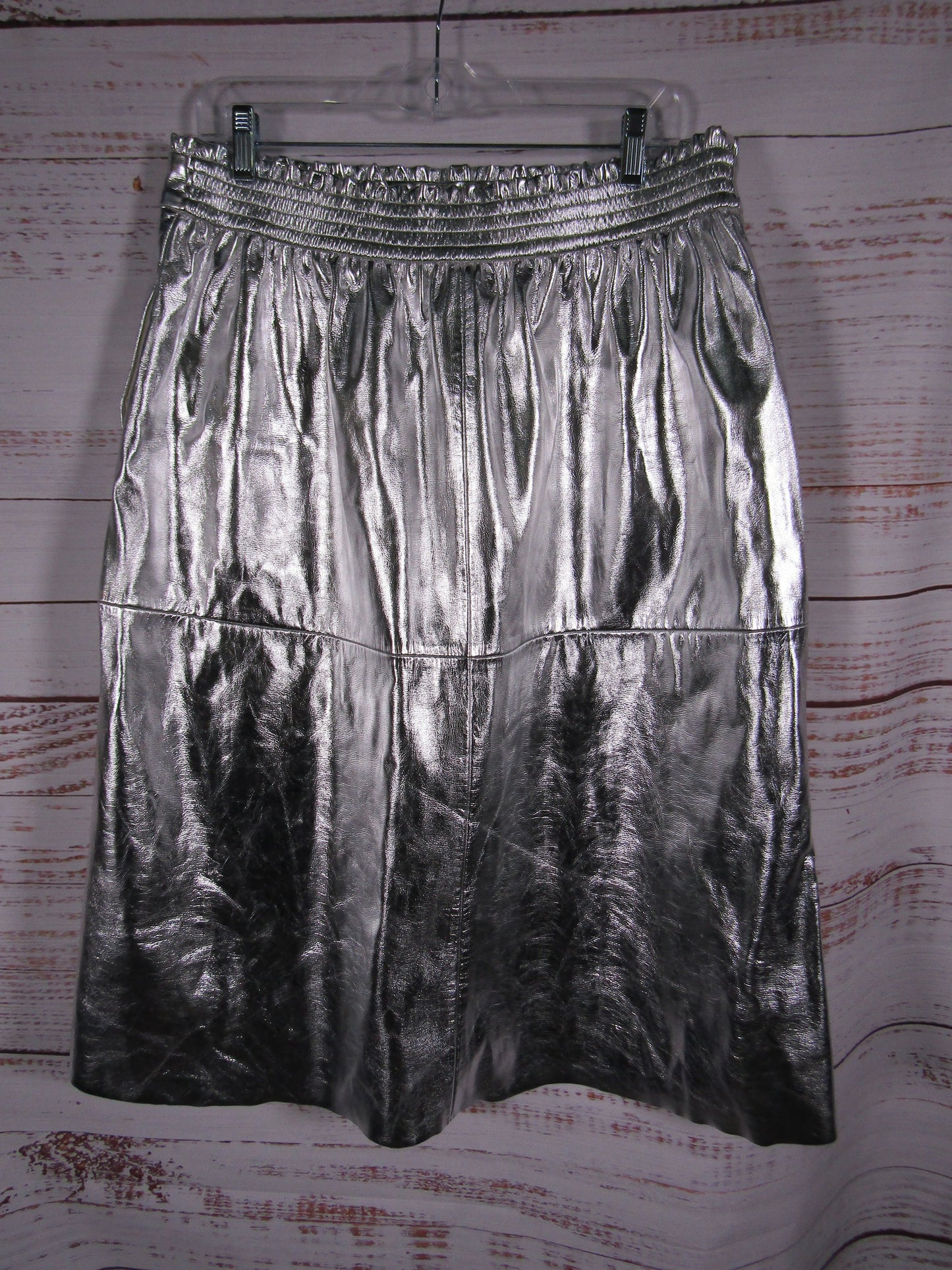 Wyse London Lateisha Women's Silver Faux Leather Skirt Size 5