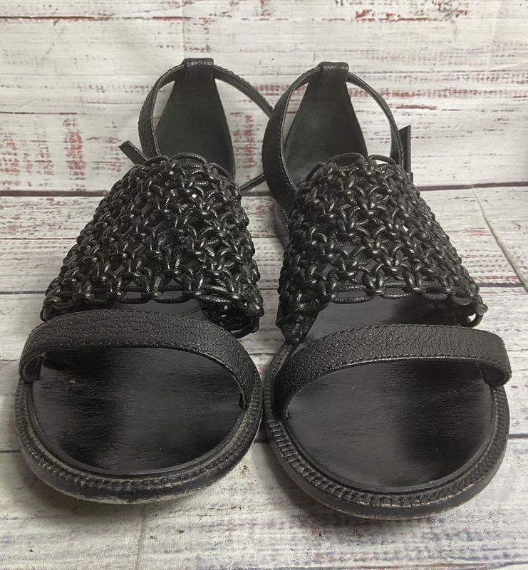 Dannijo Leather Woven Strappy Sandals Black 8