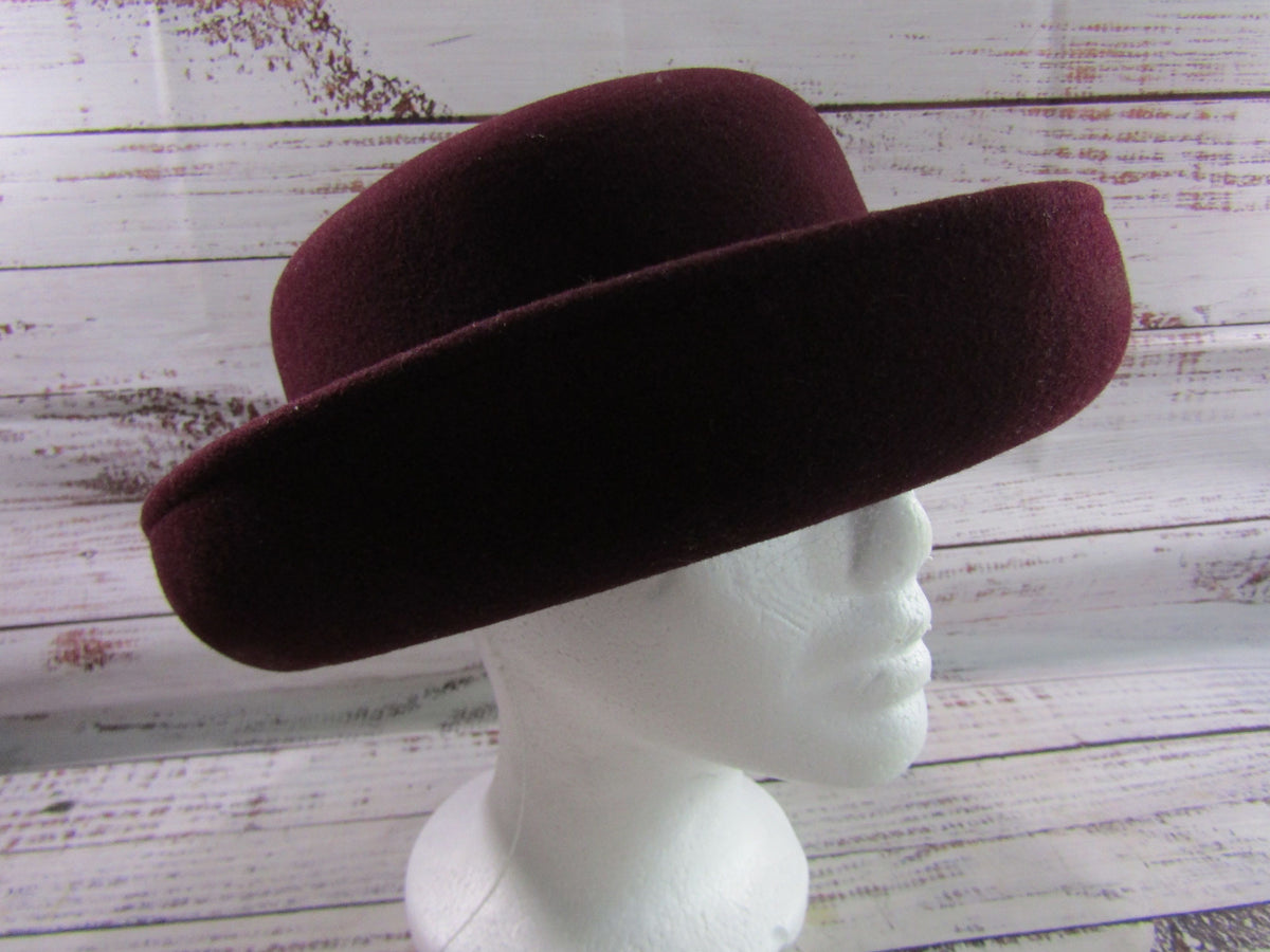 Scala Women's Marron Wool Bowler Hat Size S