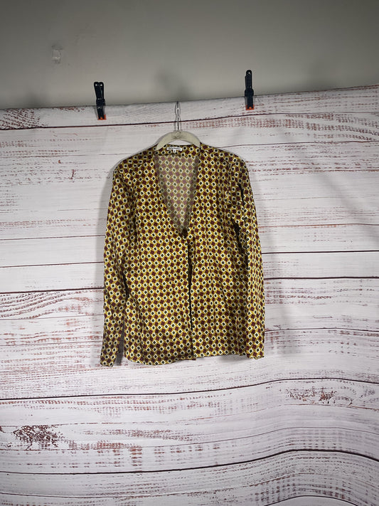 Reformation Yellow Squares Pattern Long Sleeve Blouse - Size M
