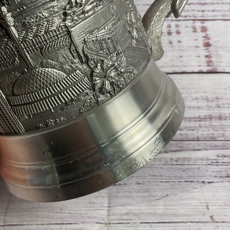 Royal Selangor Malaysia 5" Parrot Handle Pewter Mug & Coaster Set