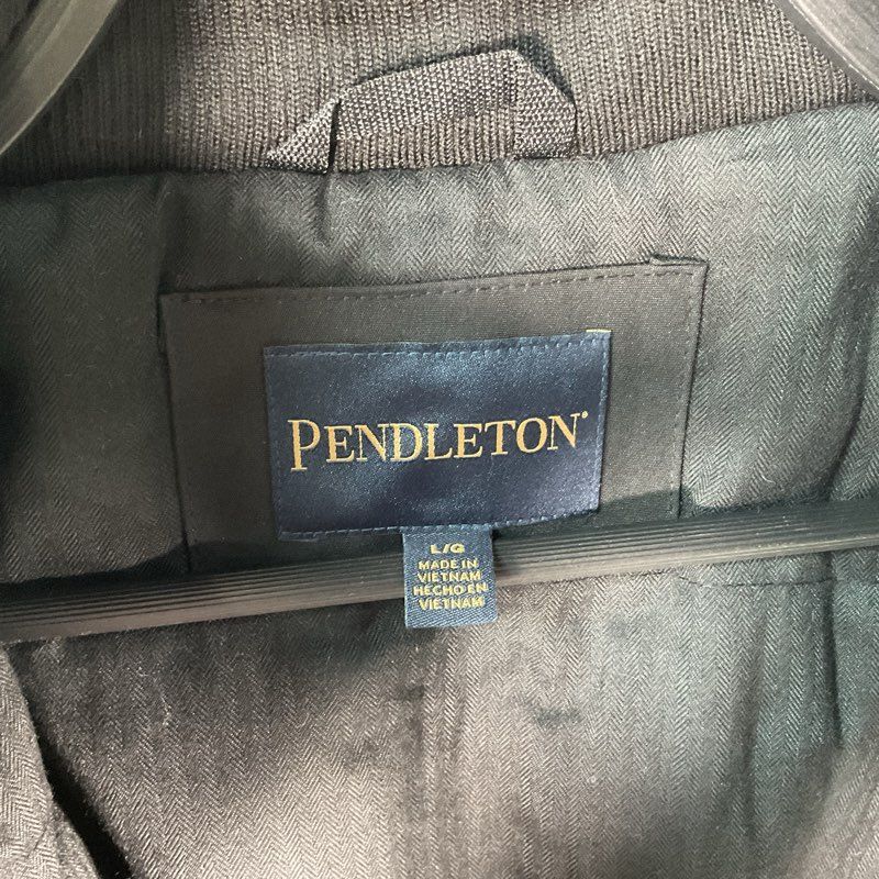 Pendleton Black/Blue Stripes Wool Blend Softshell Parka Jacket - Size Large