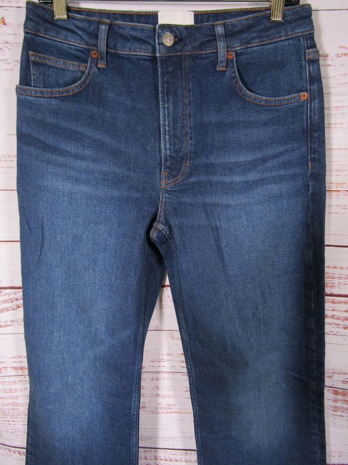 Reformation Women's Blue Denim Mid-Rise Wide Leg Jeans Size 27