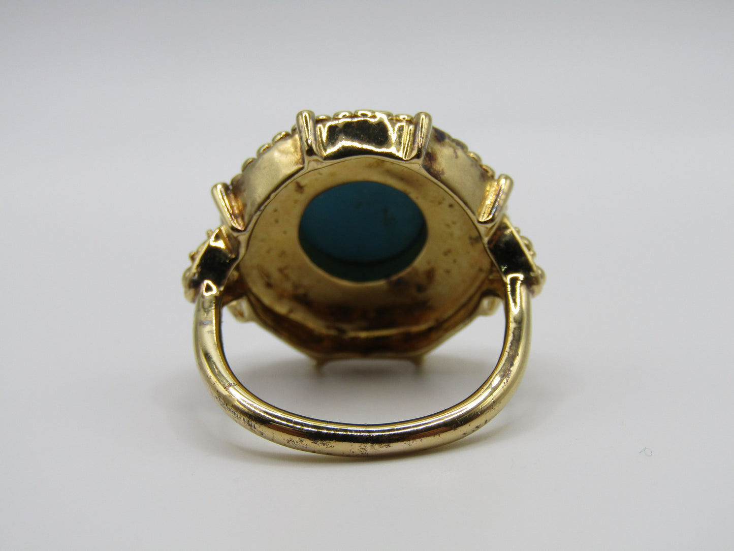 Vermeil Sterling Silver Turquoise Enamel Cocktail Ring Size 8.5