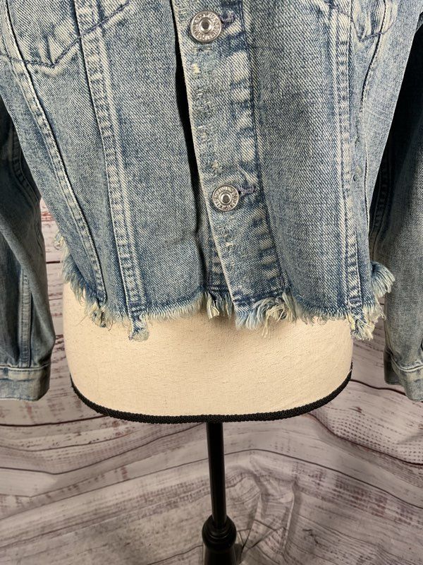 7 For All Mankind Women's Blue Cropped Denim Trucker Jacket Size XS