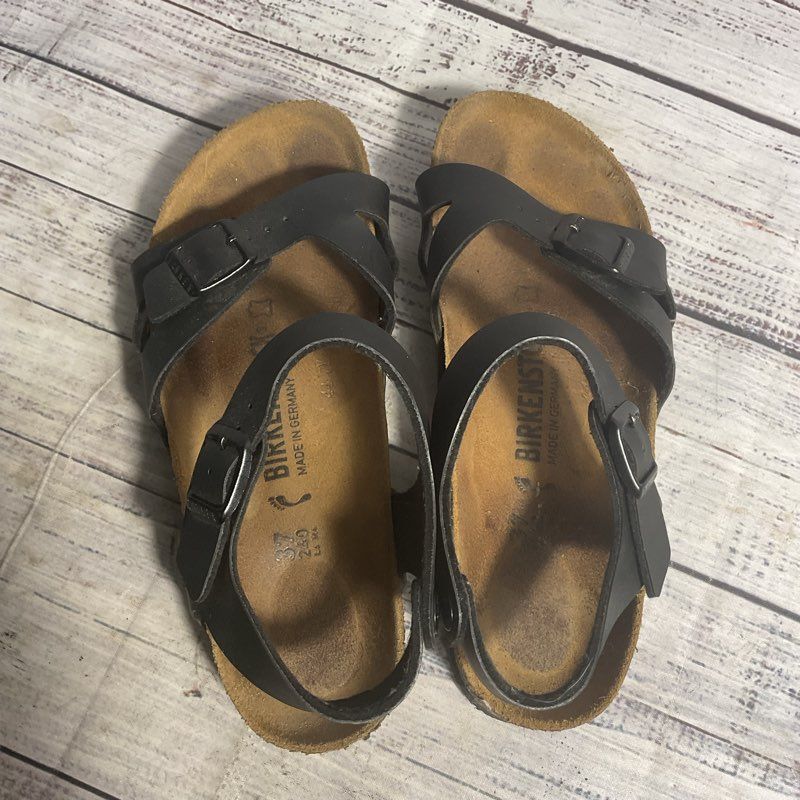 Birkenstock Rio Black Faux Leather Strap Slingback Gladiator Sandal Women 6.5 US