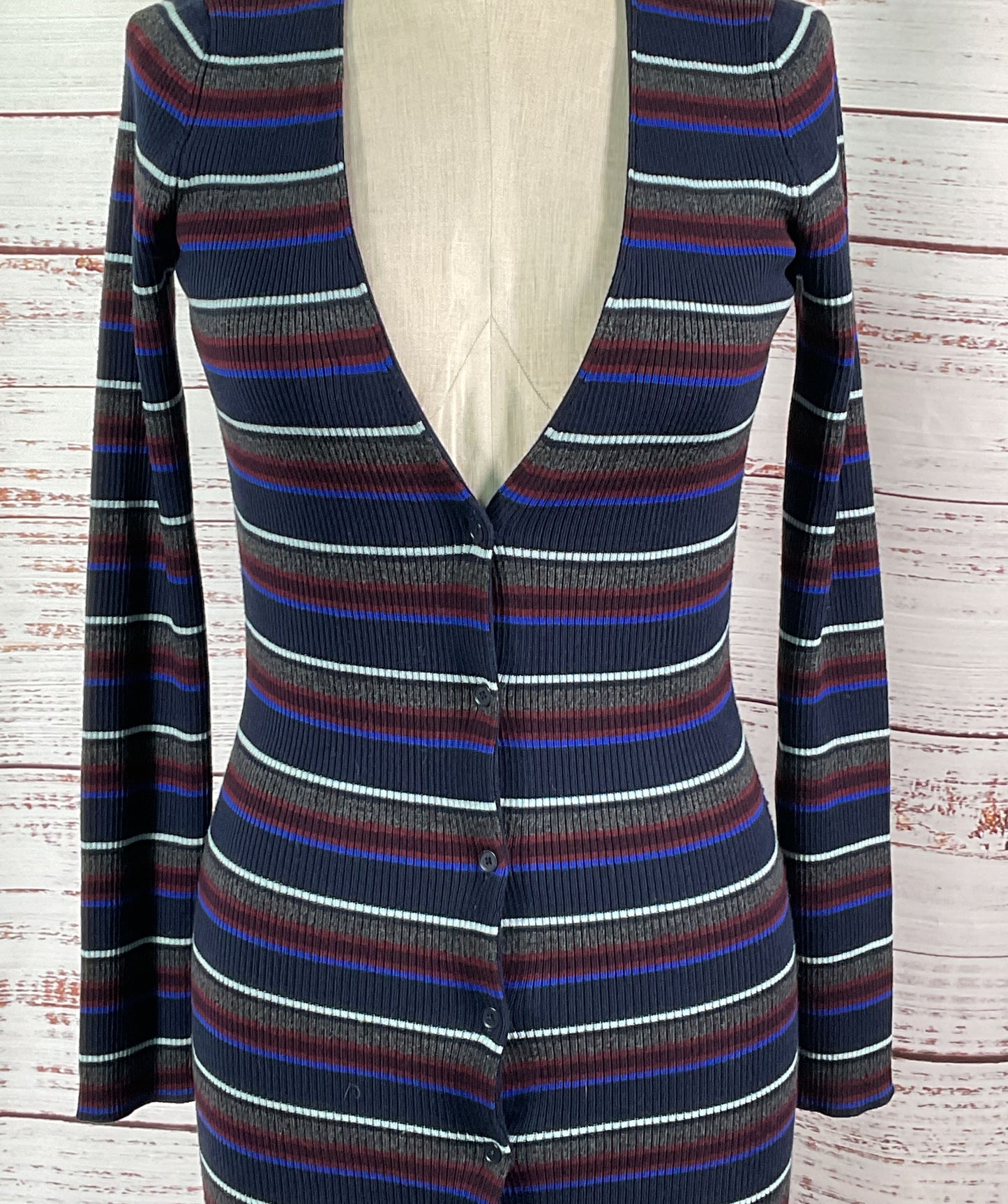 T By Alexander Wang Merino Wool Chelsea’s Striped Cardigan Multicolor P