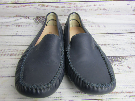 London Kids Girls Navy Blue Leather Loafers Size 4.5 Made in Italy