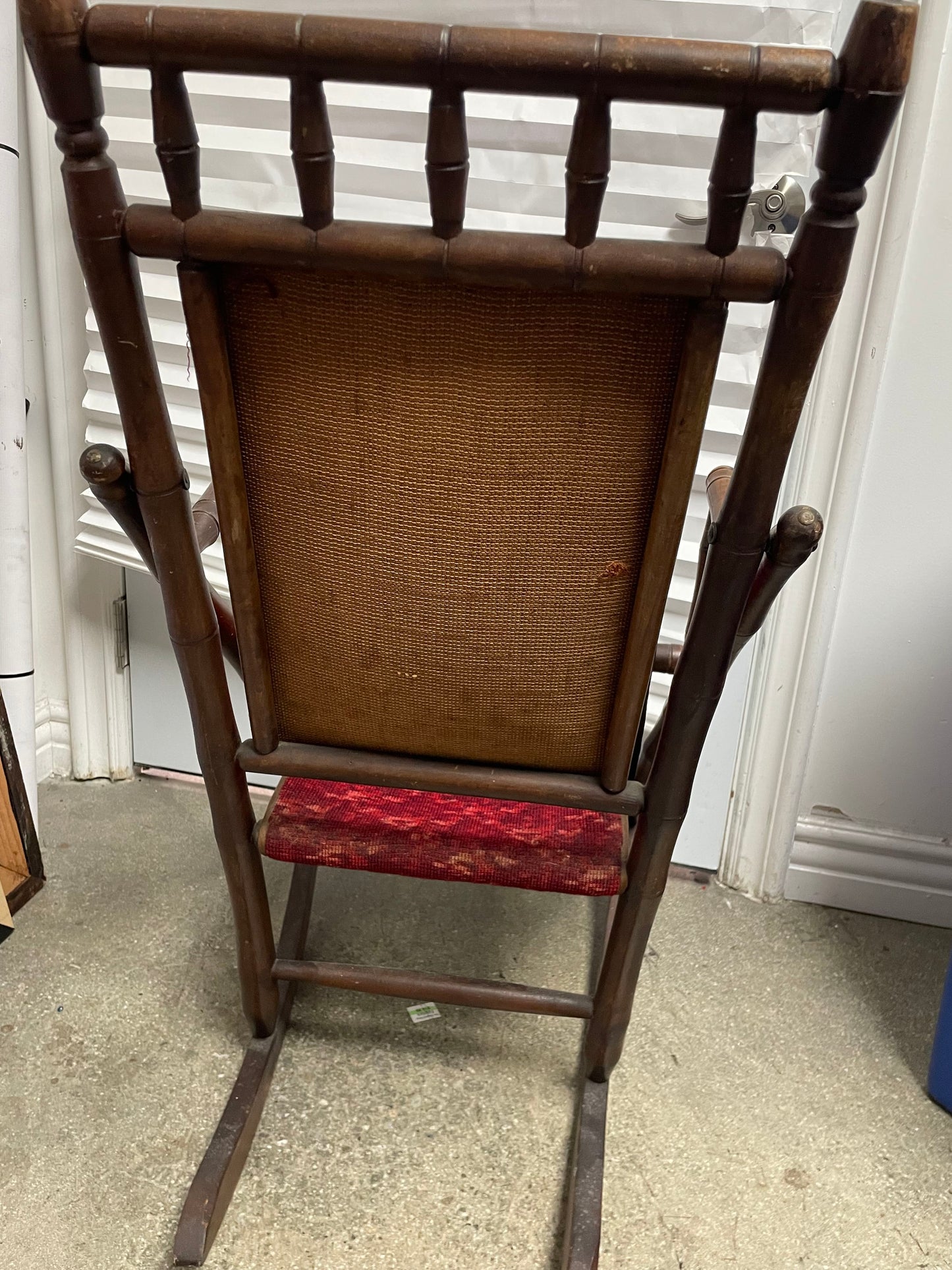 ANTIQUE Victorian Velvet Fabric Wood Rocking Chair