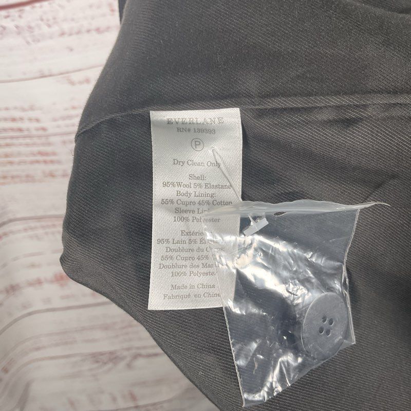 NWT Everlane Black Wool Blend Notch Lapel 2 Button Blazer Jacket - Size 16