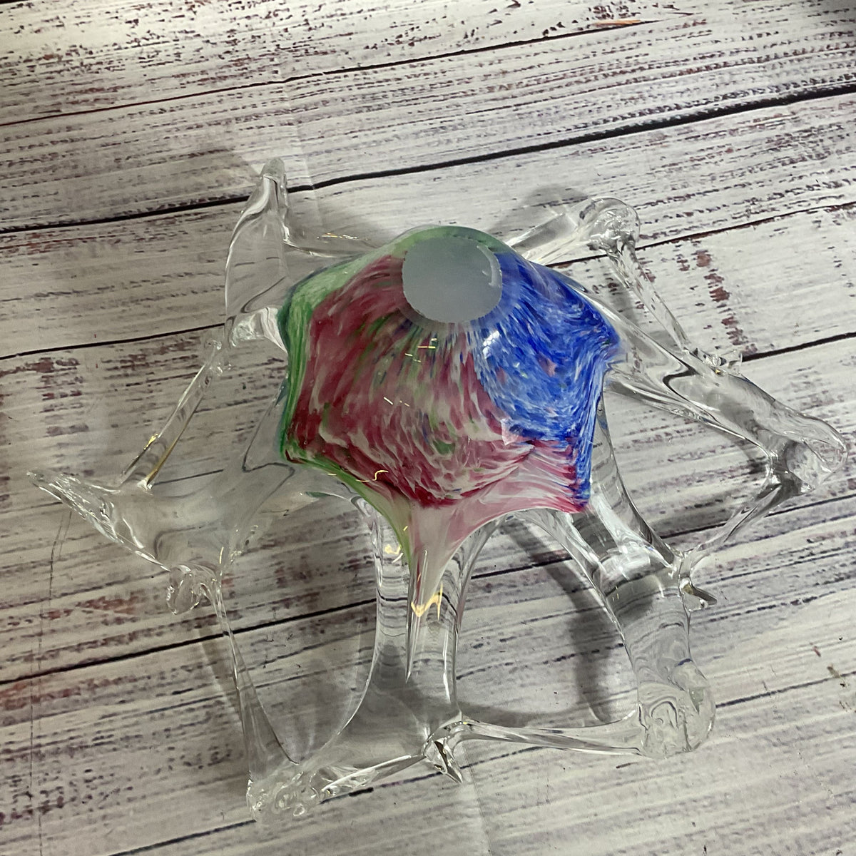 VTG. Murano Glass Pierced Starfish Shape Decorative Bowl- 3.25" x 9"