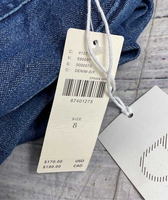 Pilcro Anthropologie Strapless Denim Wide Leg Jumpsuit Blue 8