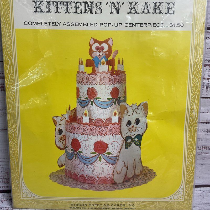 VTG. Gibson Pop Up Paper Centerpiece Bundle (Kitten Kake, Jack In Box, Carousel)
