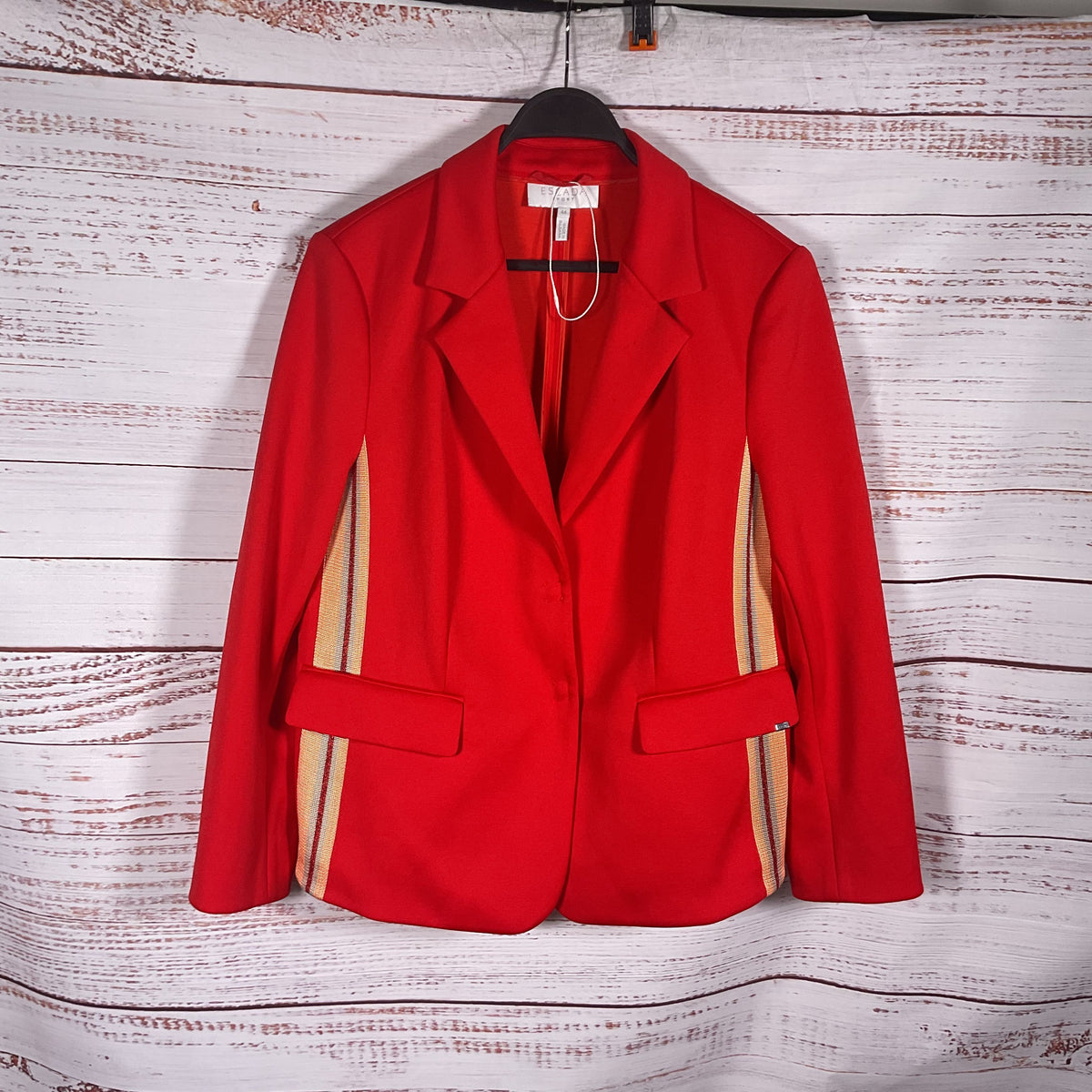 Escada Sport Red Polycotton Snap Button Blazer Jacket - Size 44