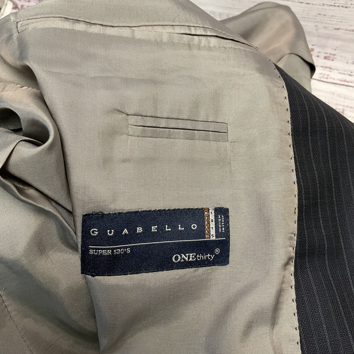 Hugo Boss Super 130 Blue Black Striped 2 Button Jacket - Size 40L