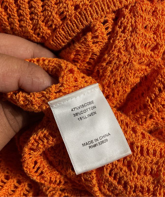 Michael Costello x REVOLVE Seana Asym Maxi Knit Dress Orange Linen Blend Size L