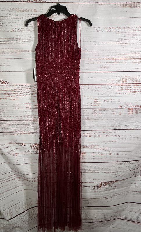 NWT Women's Adrianna Papell Ruby Red Beaded Dress Size 2 Retail $349