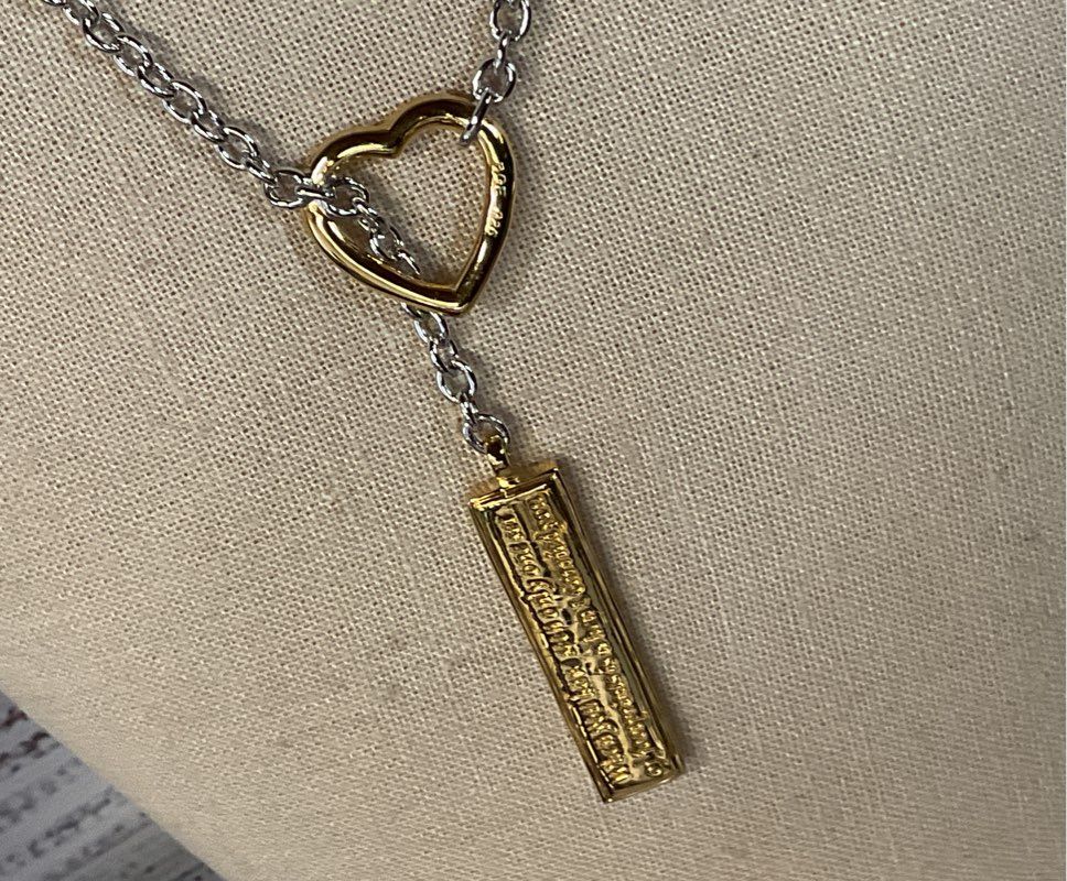 BGE Bradford Exchange Sterling Silver Chain Necklace Gold Tone Heart