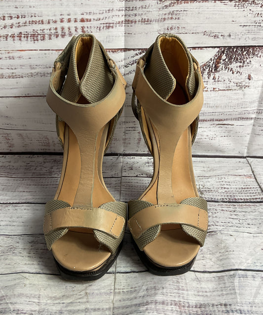 L.A.M.B Leather Charon T-Strap Sandal Beige 6