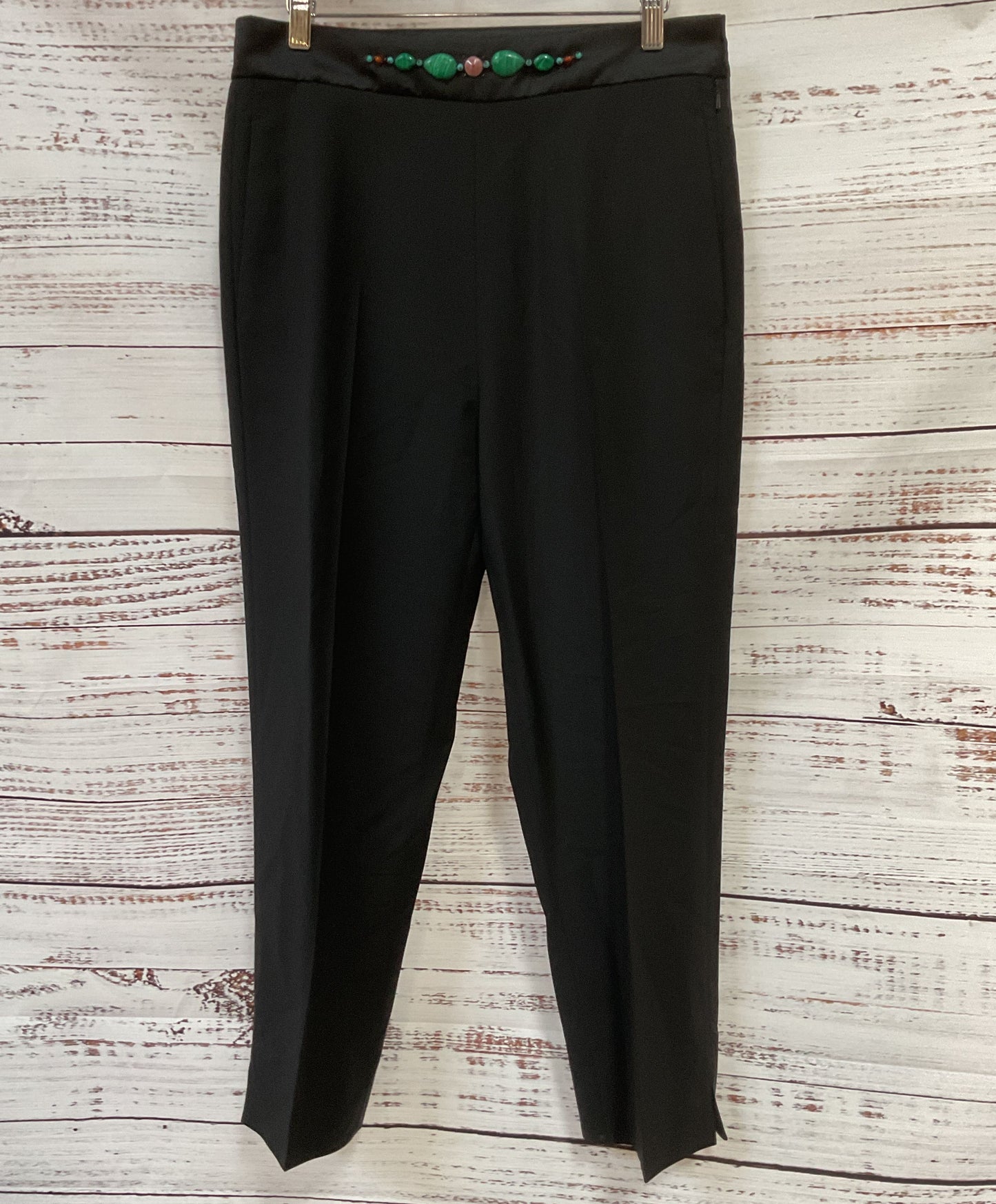 Paul Smith Women's Black Wool Blend Jeweled Cropped Pants Size 42 Made in Italy