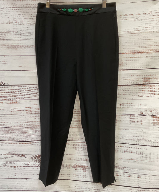 Paul Smith Women's Black Wool Blend Jeweled Cropped Pants Size 42 Made in Italy