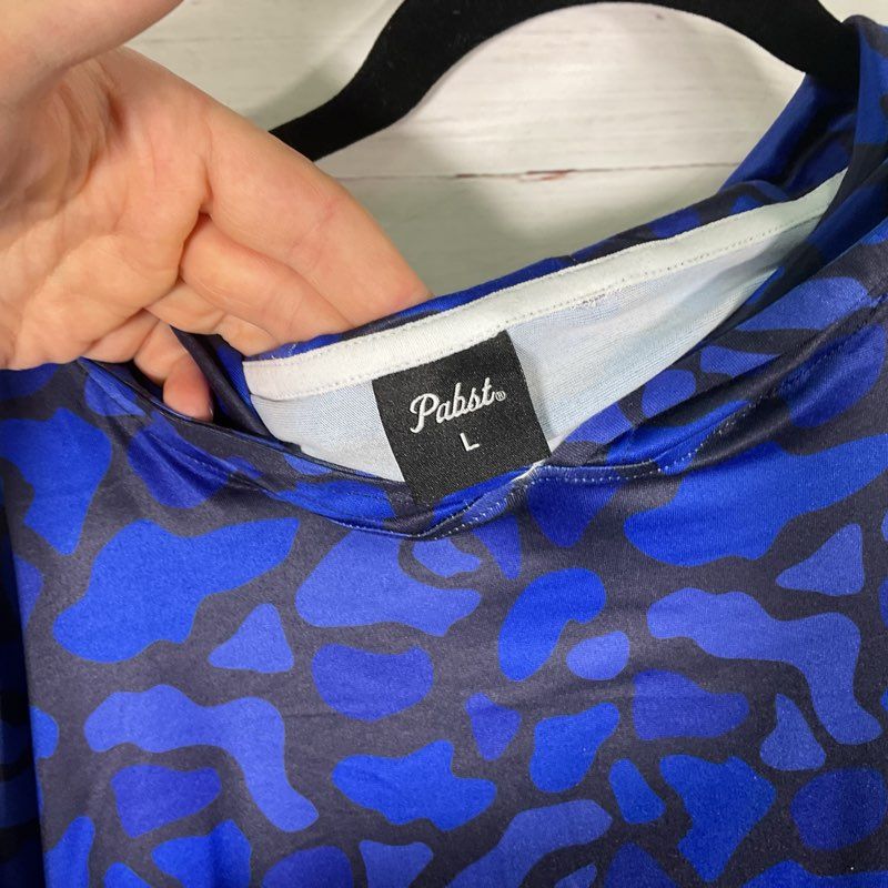 Pabst Blue Ribbon Blue Camo Hooded Shirt - Size L