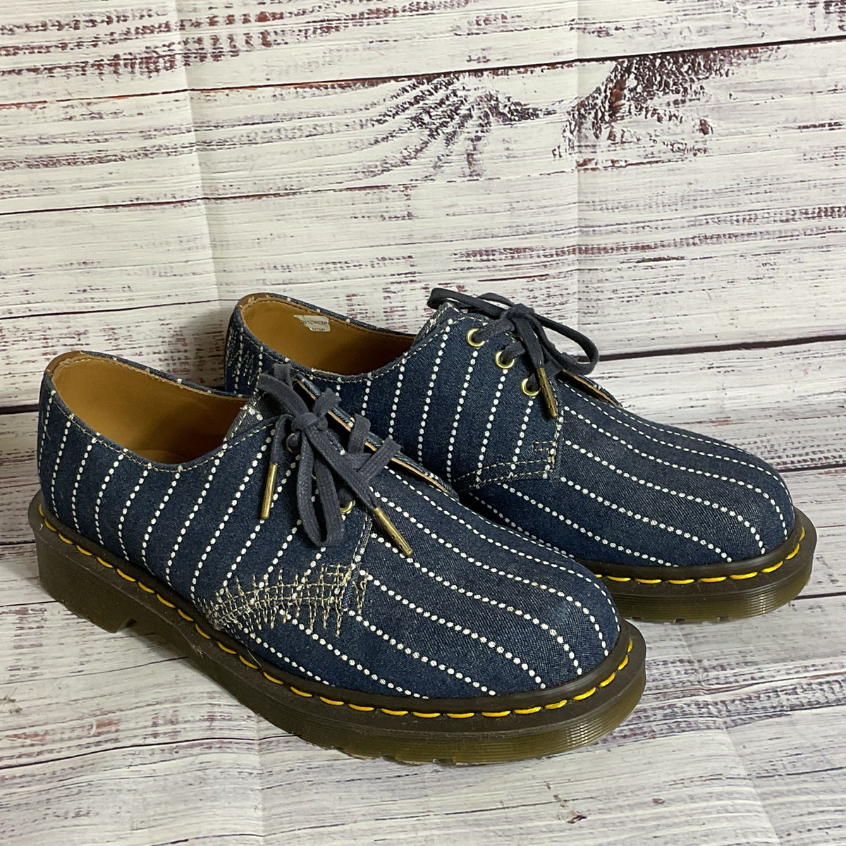 DR. MARTEN'S Men's Blue Denim Pinstripe Oxford Shoes- SZ 7