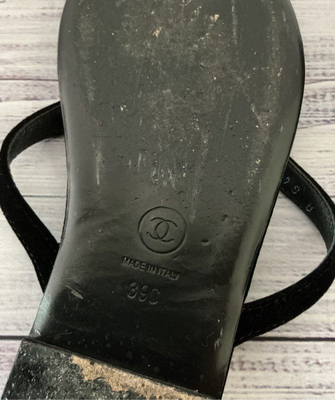 Women's Chanel 24S velvet crystal CC logo thong sandals Size 39C US 8.5 Wide