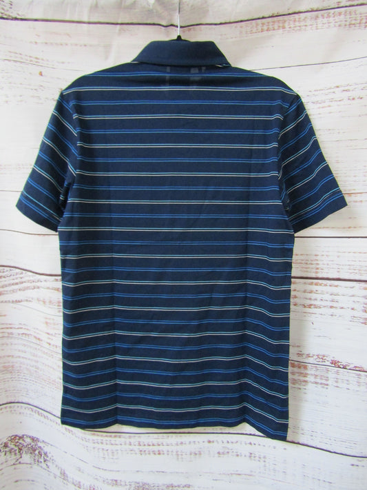 Adidas Golf Men's Blue Striped Short Sleeve Polo Shirt Size S