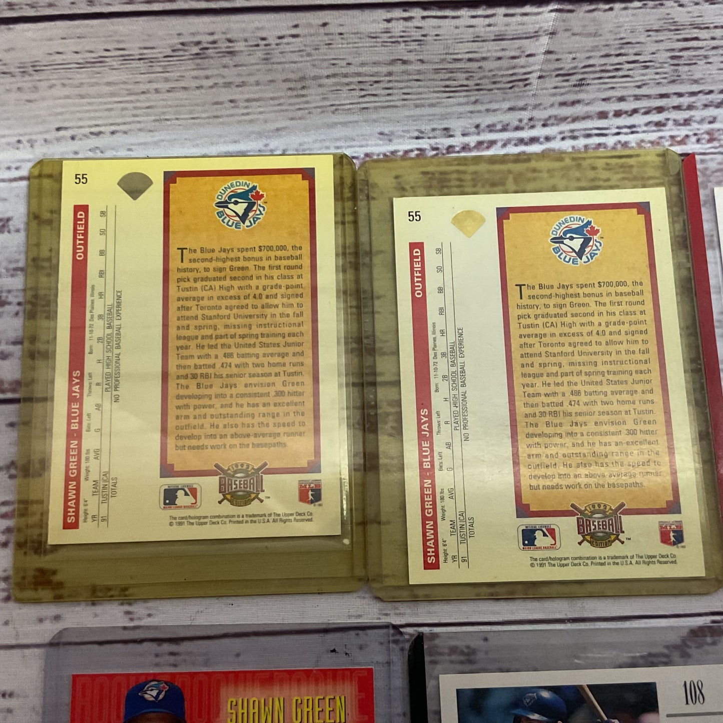 Various Topps, Dunruss, Upper Deck MLB SHAWN GREEN Cards (ONE IS SIGNED)