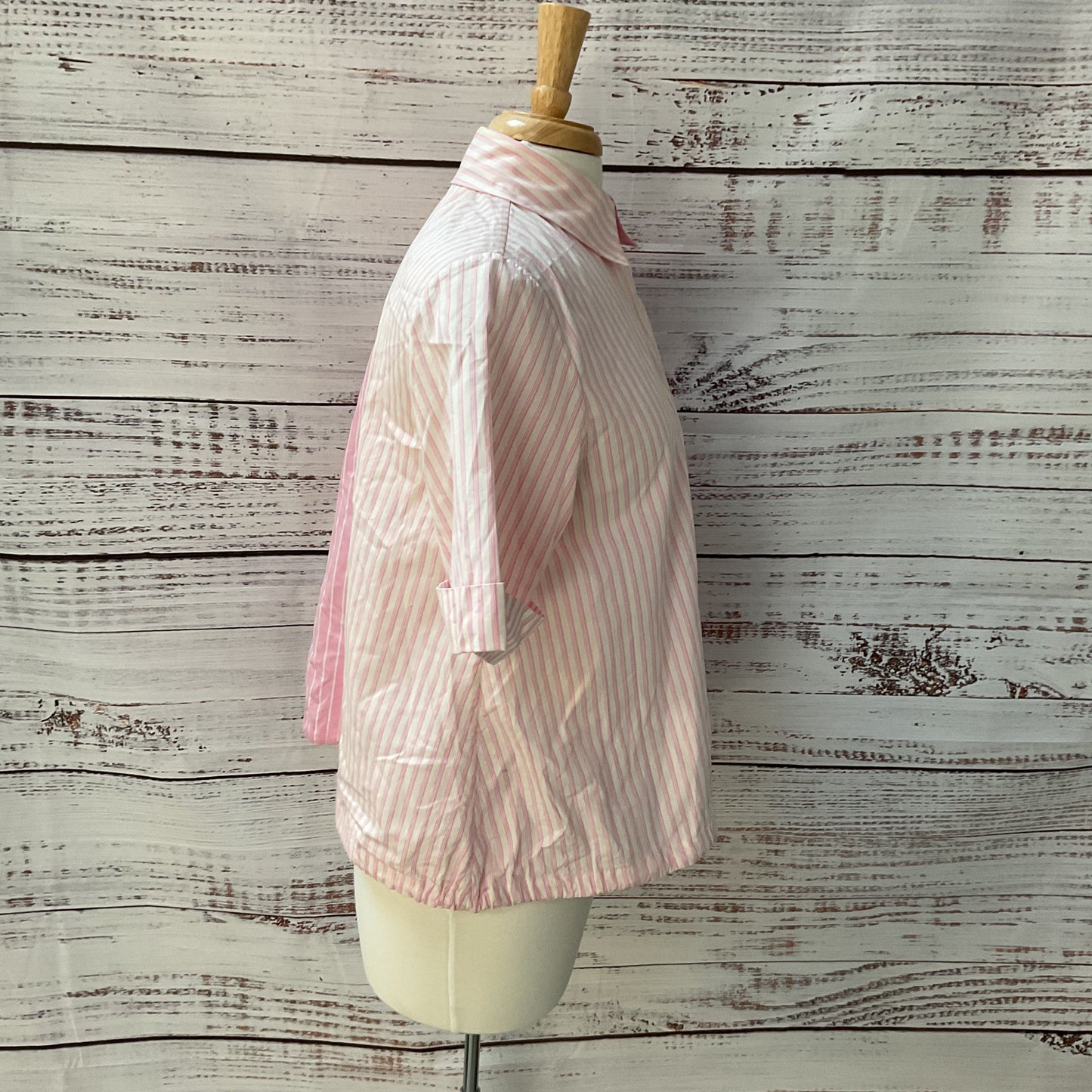 Victoria, Victoria Beckham Pink White Stripe Short Sleeve Button Up Shirt Size 2