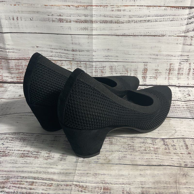 Eileen Fisher Black Knit & Suede Pump Heel Women's Size 5.5