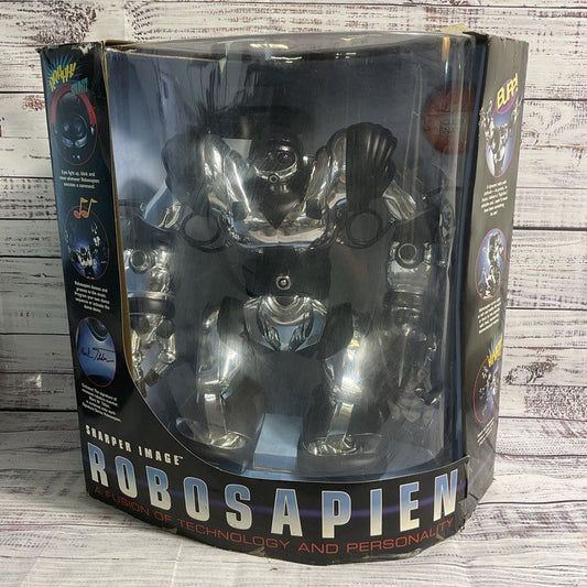 NOB Sharper Image Robosapien WW250 Chrome Mark W Tilden Signature Series, Remote