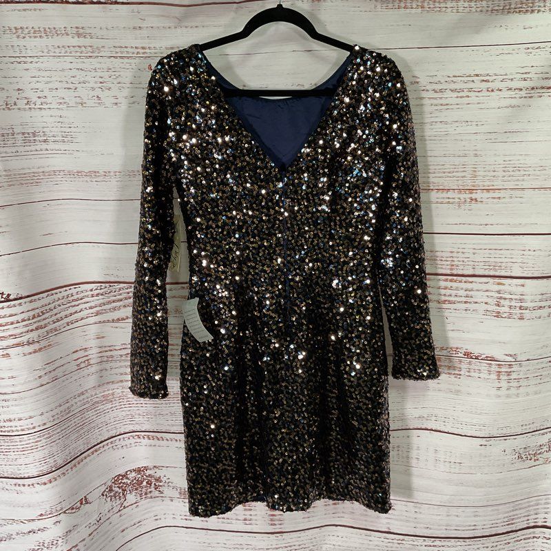 NWT Eliza J. Multi Sequin Long Sleeve Mini Casual Dress - Size 12