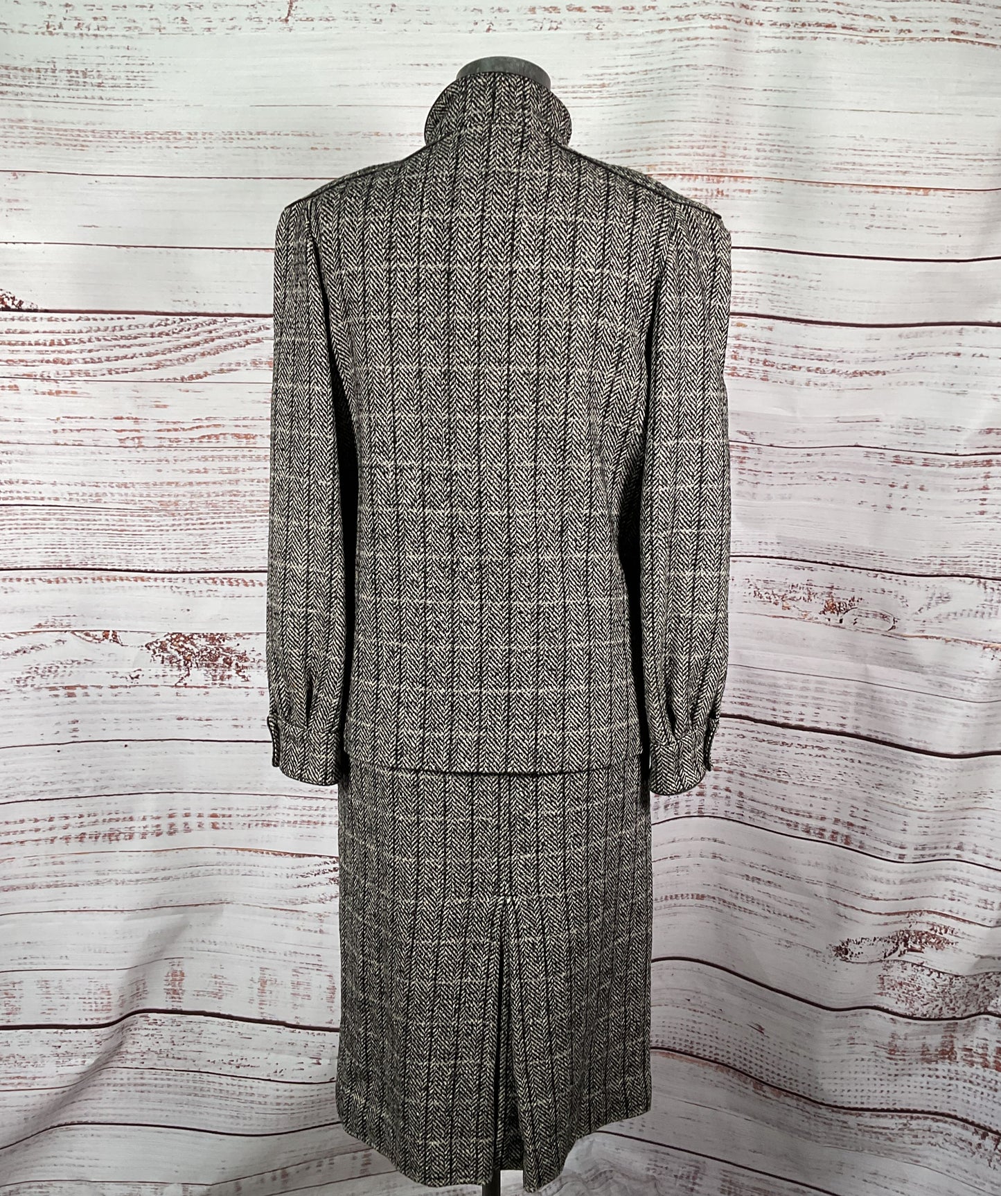 Ted Lapidus Paris Vintage Tweed Suit Set Gray 42