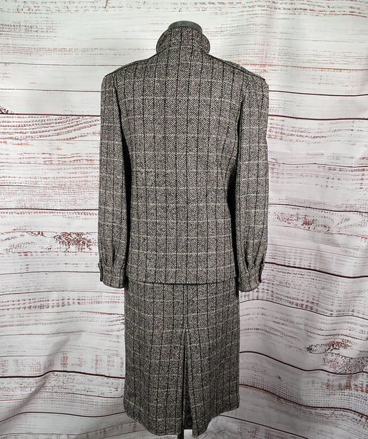 Ted Lapidus Paris Vintage Tweed Suit Set Gray 42