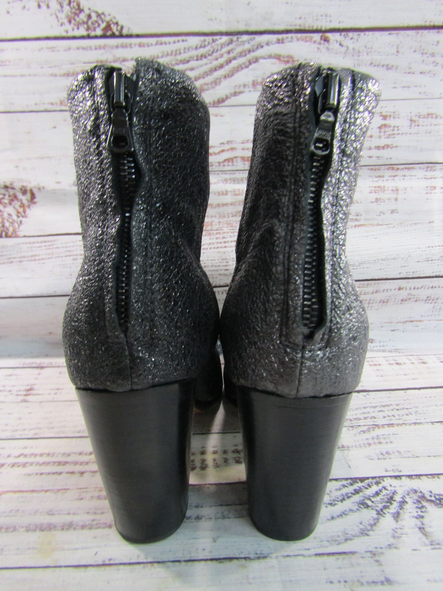Rag & Bone Newbury Women's Gray Textured Leather Ankle Zip Boots Size 11