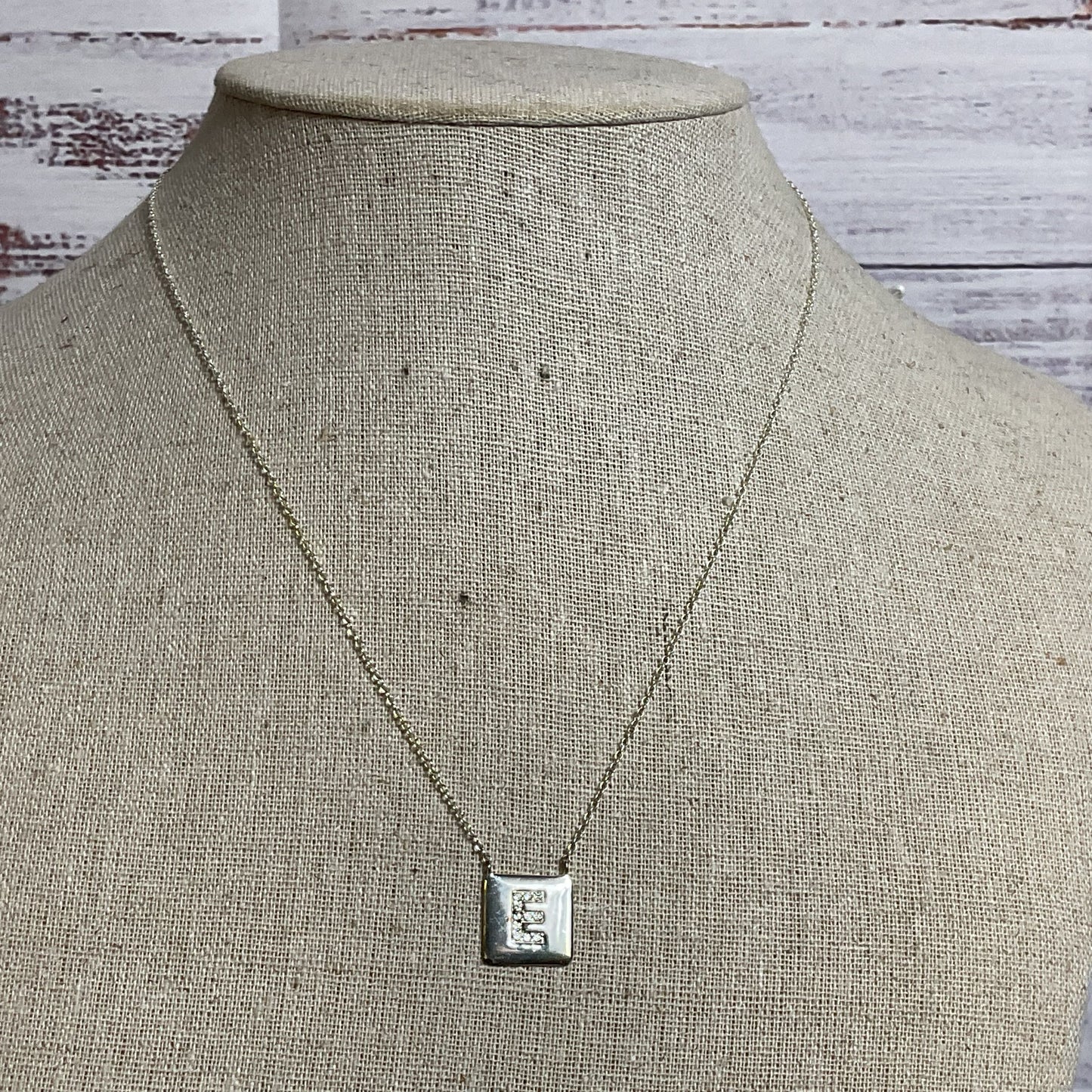 Sterling Silver & CZ Letter "E" Pendant 18" Necklace- 2.65g