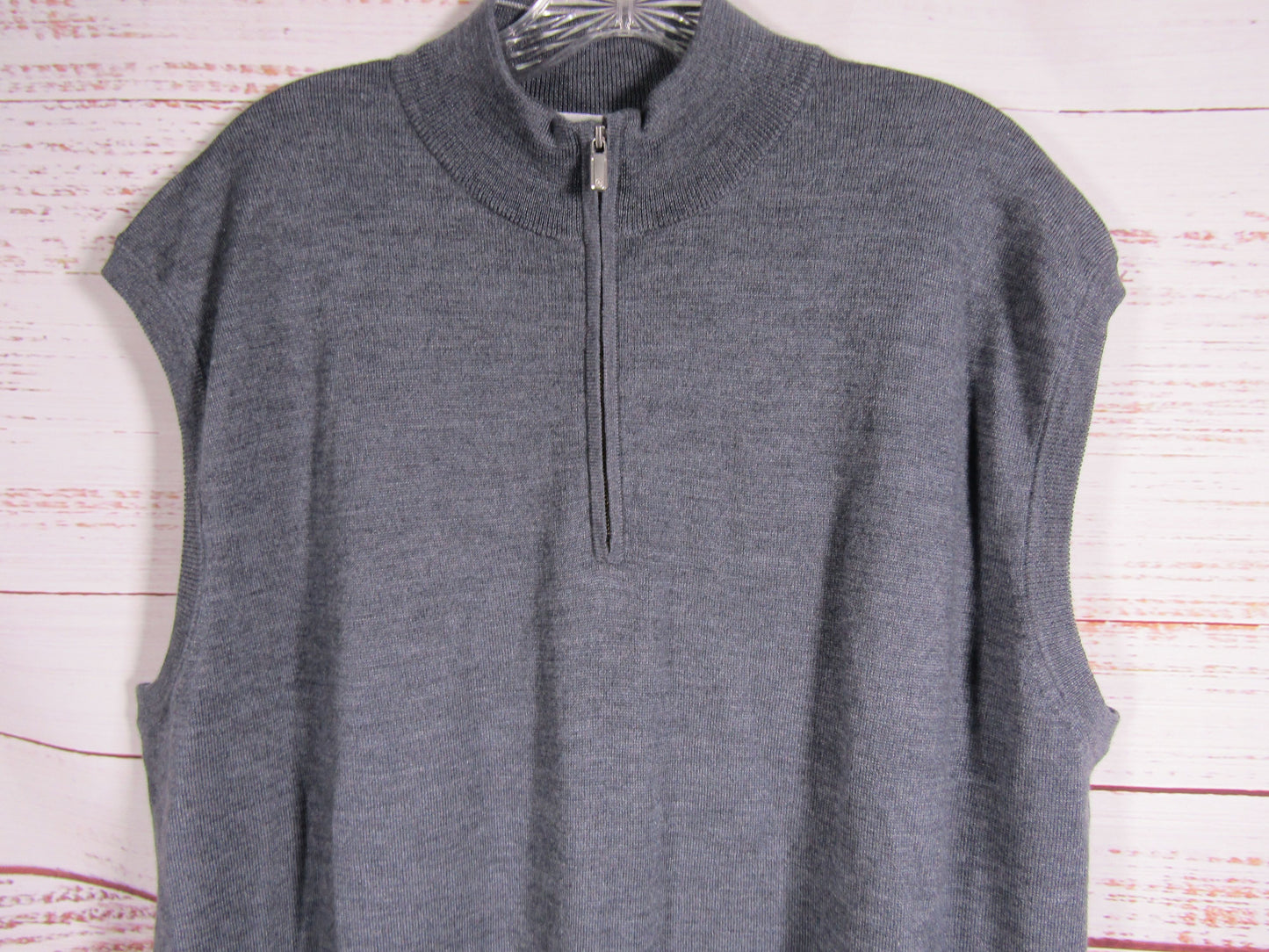 Peter Millar Autumn Crest Men's Gray Wool Blend Quarter Zip Vest Sweater Size XL