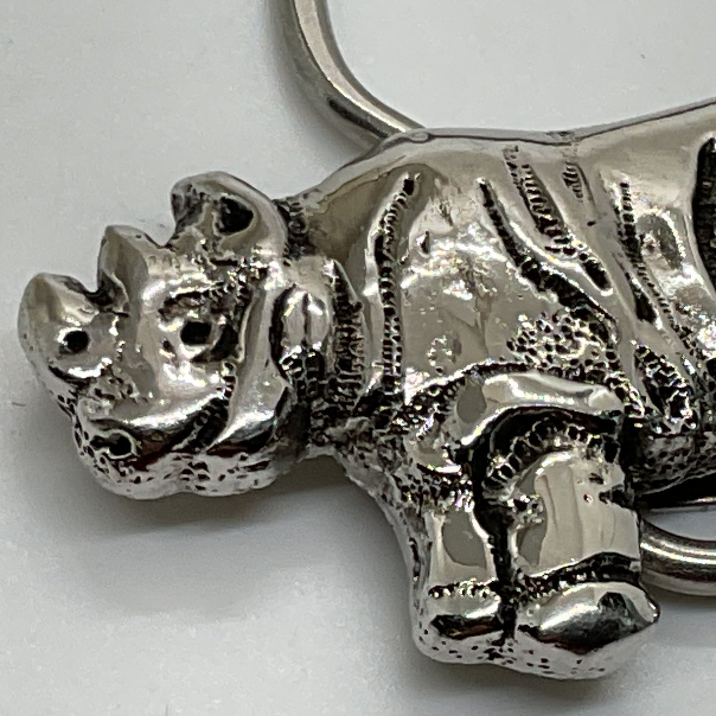VTG. TORTOLANI 2" Silver Tone Rhino Key Ring