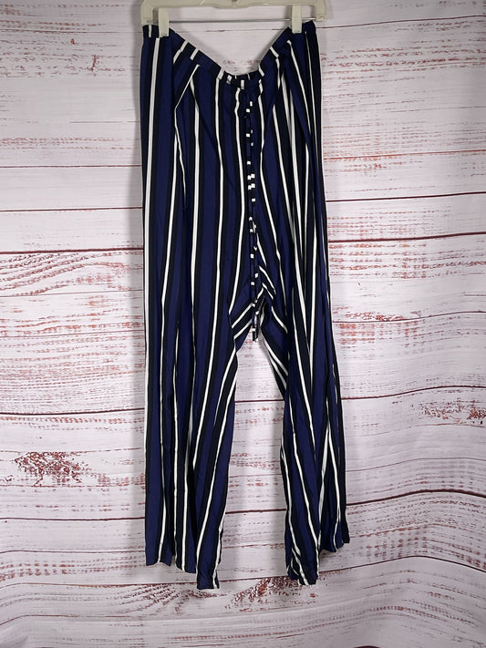 Maeve Blue Striped Drawstring Wide Leg Pants - Size M