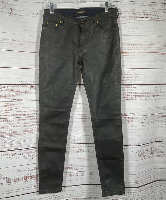 Roberto Cavalli Five Pocket Skinny Fit Coated Black Jeans 44